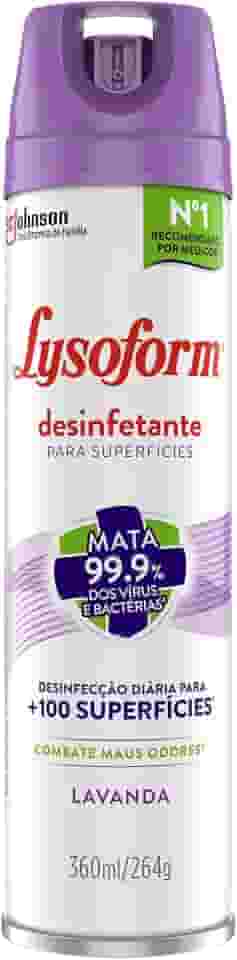 Lysoform Lavanda, Desinfetante Aerosol para Superfícies, 360ml
