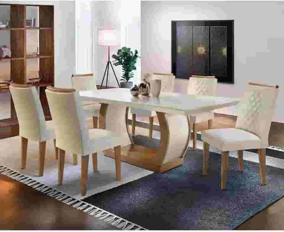 Conjunto Sala de Jantar 6 Cadeiras Kate Siena Moveis