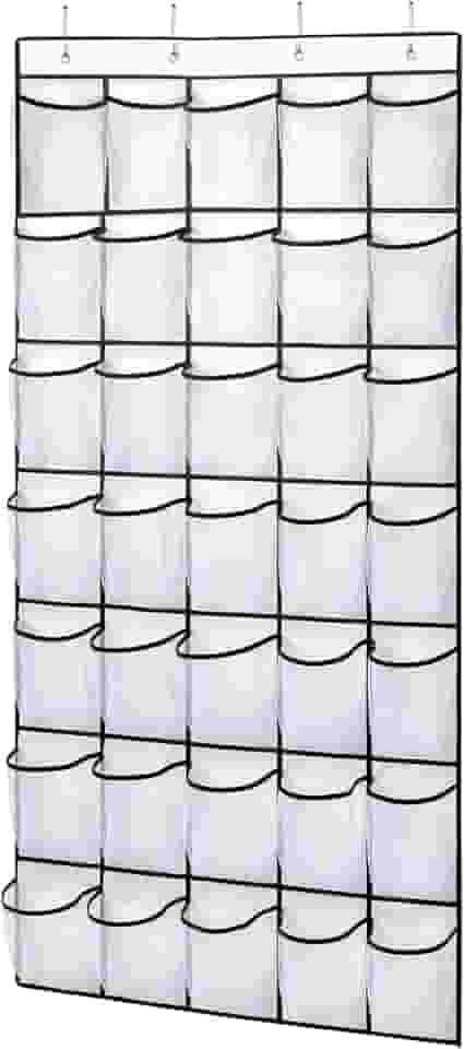 Sapateira de Porta Organizadora, Saco de Armazenamento Suspenso - Vertical, Organizador de Sapatos para Parede, Branco