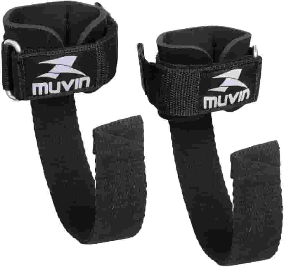 Strap de Musculação com Munhequeira Muvin - Ideal Para Levantamento de Peso - Strap em Algodão e Fecho de Contato - Munhequeira de EVA com Poliéster - Para Todos os Punhos - Confortável - Resistente