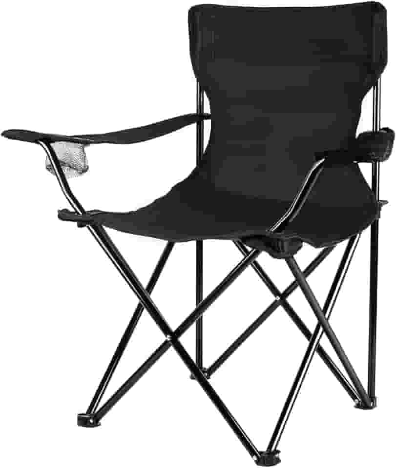 Cadeira Camping Dobrável de Metal com Bolsa e Porta Copos 120Kg (Preto)