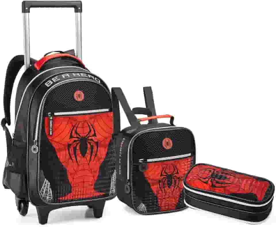Kit Mochila Rodinha Para Meninos Super Aranha Escolar Spider