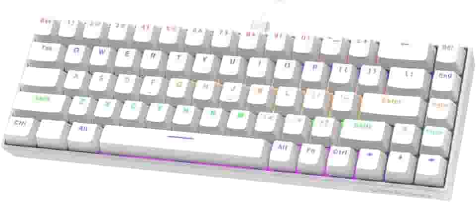 GOKOCO Teclado Mecânico com Fio 65% A1802, Gamer Switch Vermelho 68 Teclas, Iluminação RGB com 17 Modos, Hot-Swap, Teclas Anti-Ghosting Branco White
