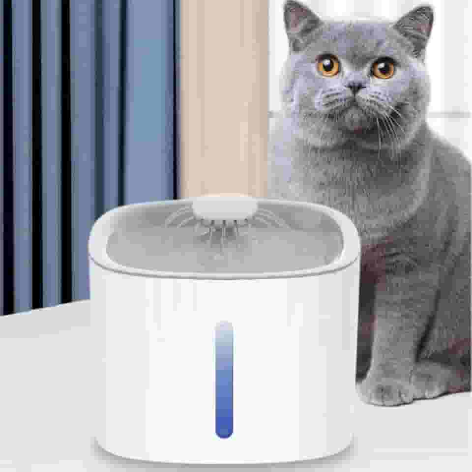 Bebedouro Automático 3L Gatos Cães Fonte Silenciosa Com Filtro Triplo, Visor LED, USB, Luz Noturna e Fluxo 360°