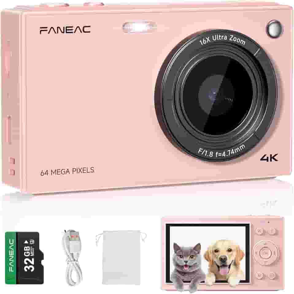 Câmera digital S1 4K para fotografia – Câmera vlogging de 64 MP tela IPS de 3 polegadas, zoom 16X, foco automático, macro, luz de preenchimento, filtros, aponte e fotografe para iniciantes