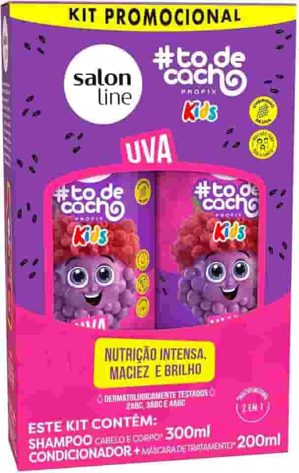 Salon Line, Kit Shampoo e Condicionador, #todecacho Kids, Uva, Vegano - Para Cabelos Ondulados, Cacheados e Crespos