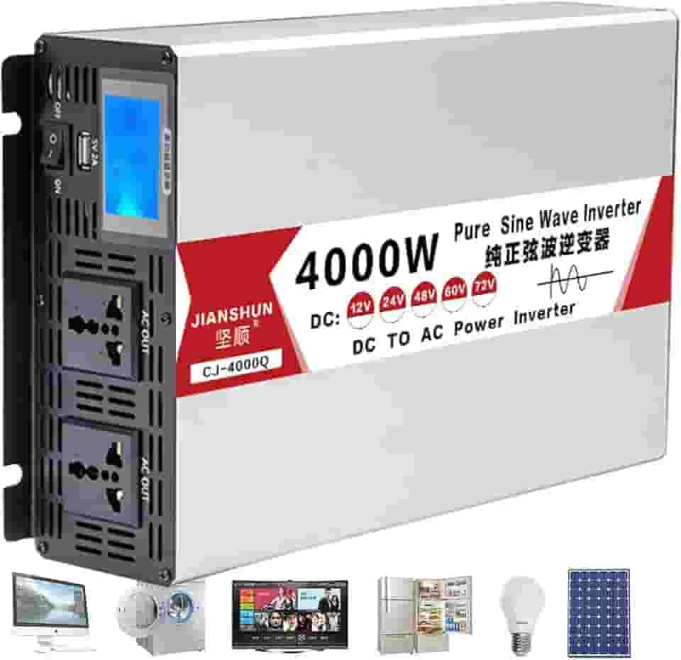 Inversor de onda senoidal pura de alta potência - 4000W a 8000W - Converte DC 12V/24V/48V/60V em AC 110V/220V - Ideal para motorhomes, caminhões, barcos e acampamentos,4000W-24Vto110V