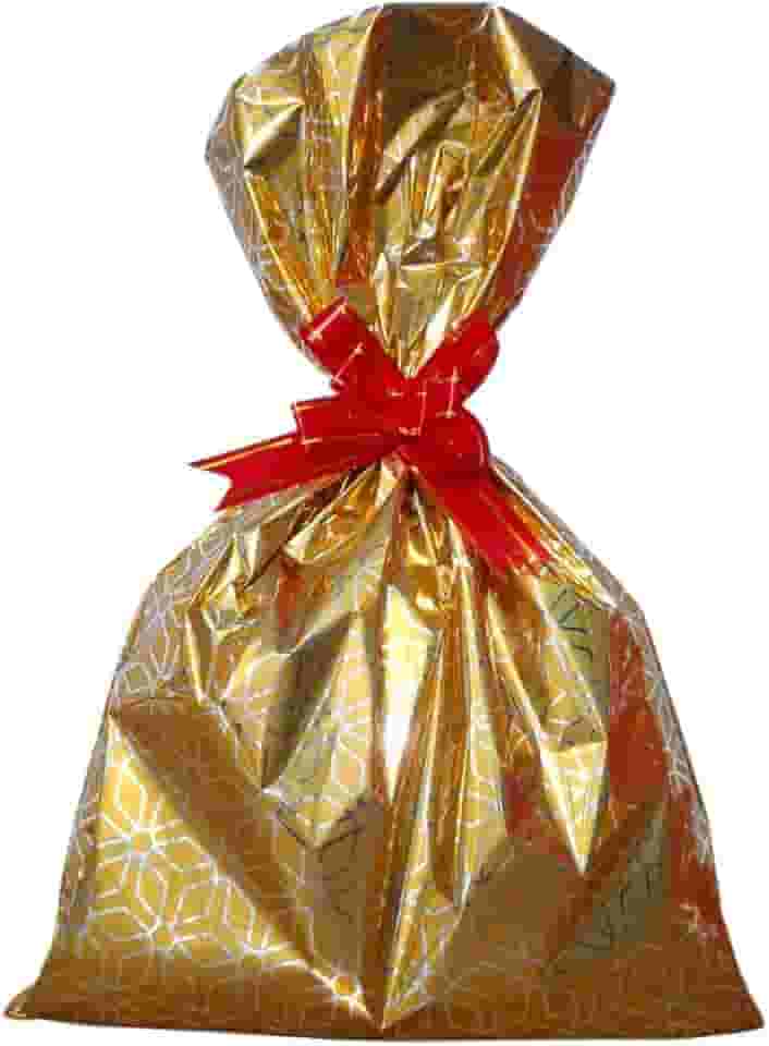 10 Sacos de presente Tamanho grande 45x59 + 10 laços fácil (Dourado c/prata)