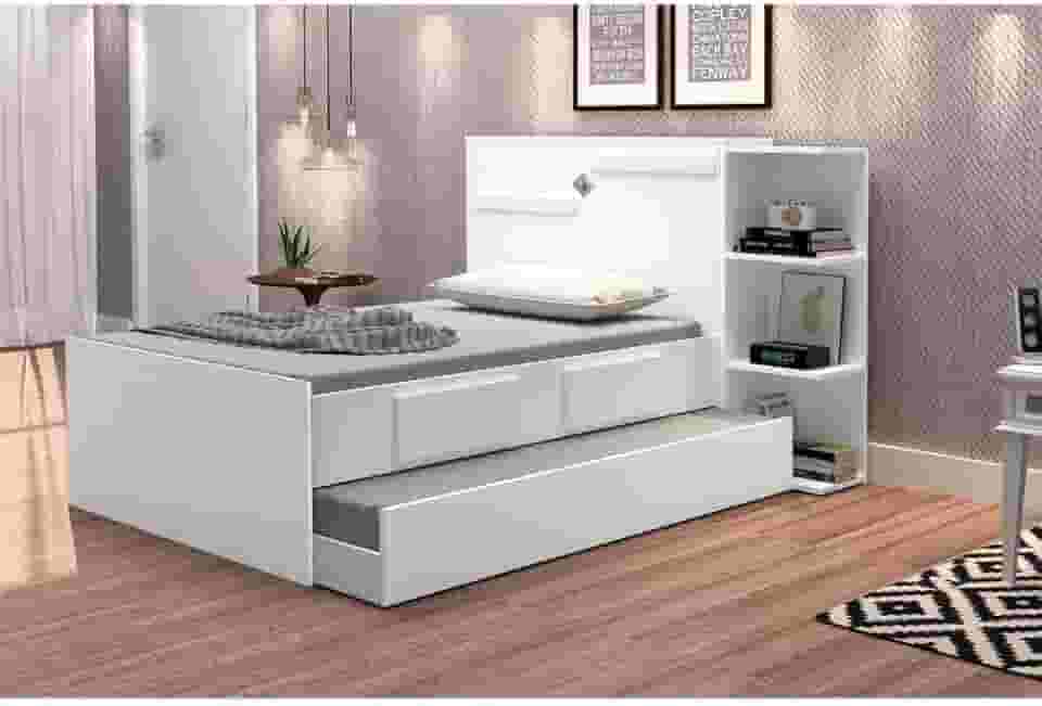 Bicama Baú Solteiro 2 Gavetas Iris J&a Móveis Branco