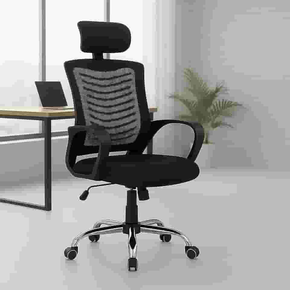 Cadeira De Escritório Ergonômica Presidente Com Encosto Preto Malha Ventilada Mesh Confortável