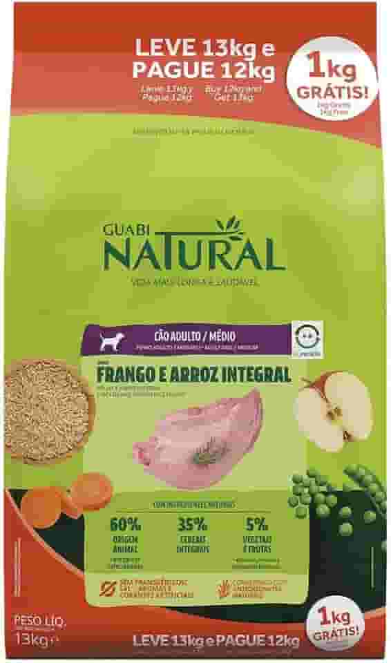 Ração Seca Guabi Natural Frango e Arroz Integral para Cães Adultos Porte Médio