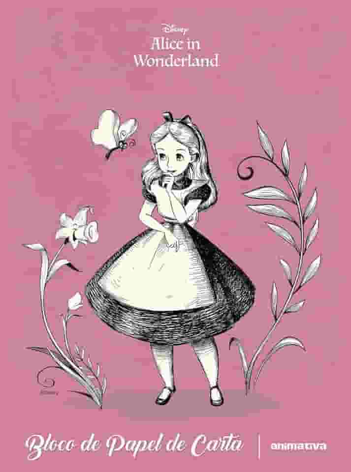 Bloco de Papel de Carta Alice no País das Maravilhas – 48 Folhas Decoradas – Gramatura 70 g/m² – Animativa