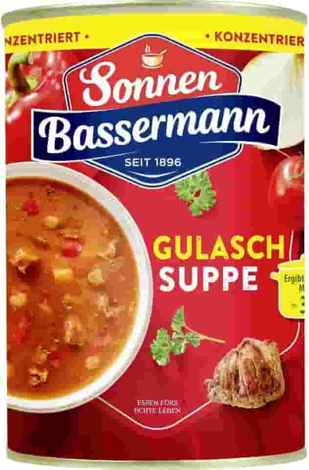 Sopa Gulasch concentrada com carne em lata 382ml rende 800ml (3 pratos)