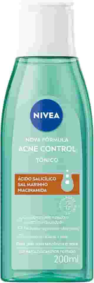 NIVEA Tônico Facial Acne Control 200ml - Ajuda a controlar a oleosidade, não obstrui os poros, remove células mortas, reduz a vermelhidão e hidrata a pele acneica