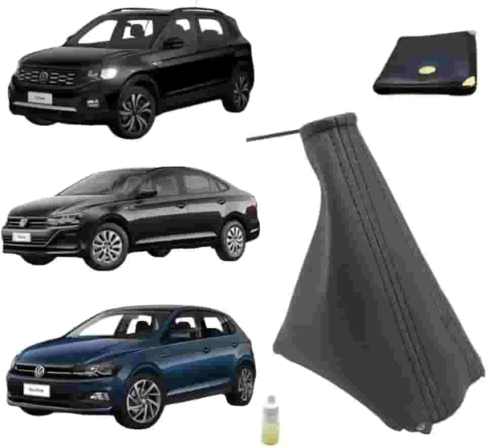 Coifa Forro Em Courvin Alavanca Câmbio Manual Compatível Com Novo Polo Virtus Exclusiva