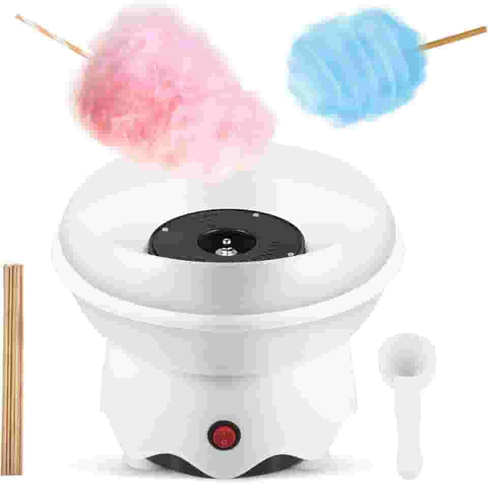 Mini máquina de algodão doce para crianças, inclui colher de açúcar, palitos de algodão doce para festas de aniversário, presentes, uso doméstico