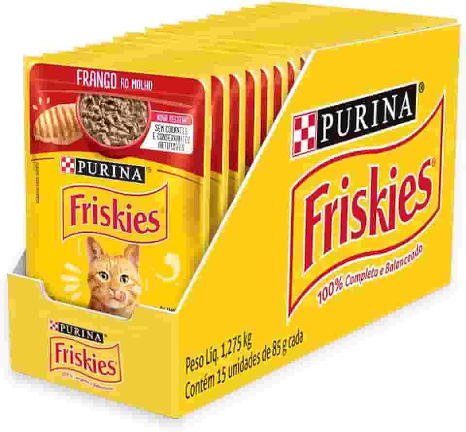 Pack Nestlé Purina Friskies Ração Úmida Para Gatos Adultos Frango Ao Molho - Com 15 Sachês 85g