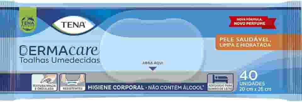 Tena Slip Dermacare, Toalha Umedecida para Banho de Leito, 40 unidades