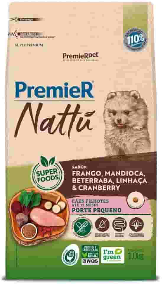 PremieR Pet Nattú Ração Seca para Cães Filhotes Porte Pequeno Sabor Mandioca 1kg