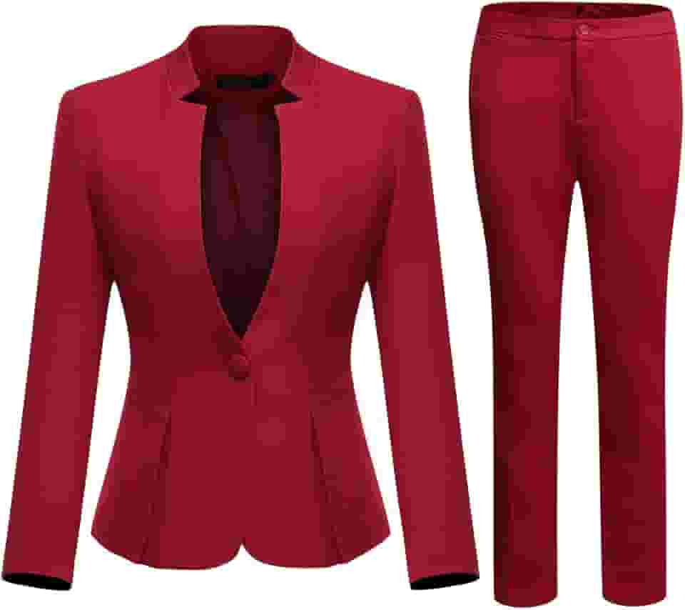 Blazer feminino de negócios, escritório, 1 botão, conjunto de jaqueta e calça