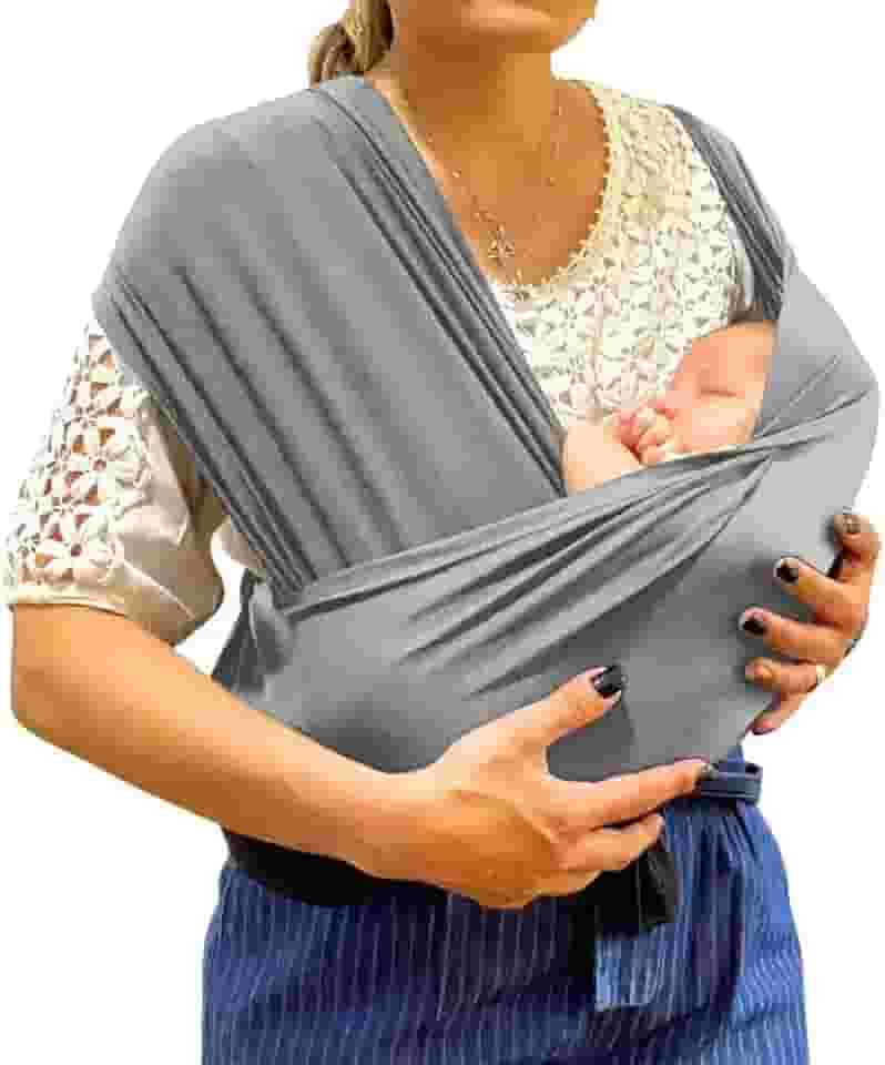 Carregador Canguru De Vestir Best Sling Bebe Rescem Nascido Wrap Montado Respiravel Passeio Viagem (Cinza)