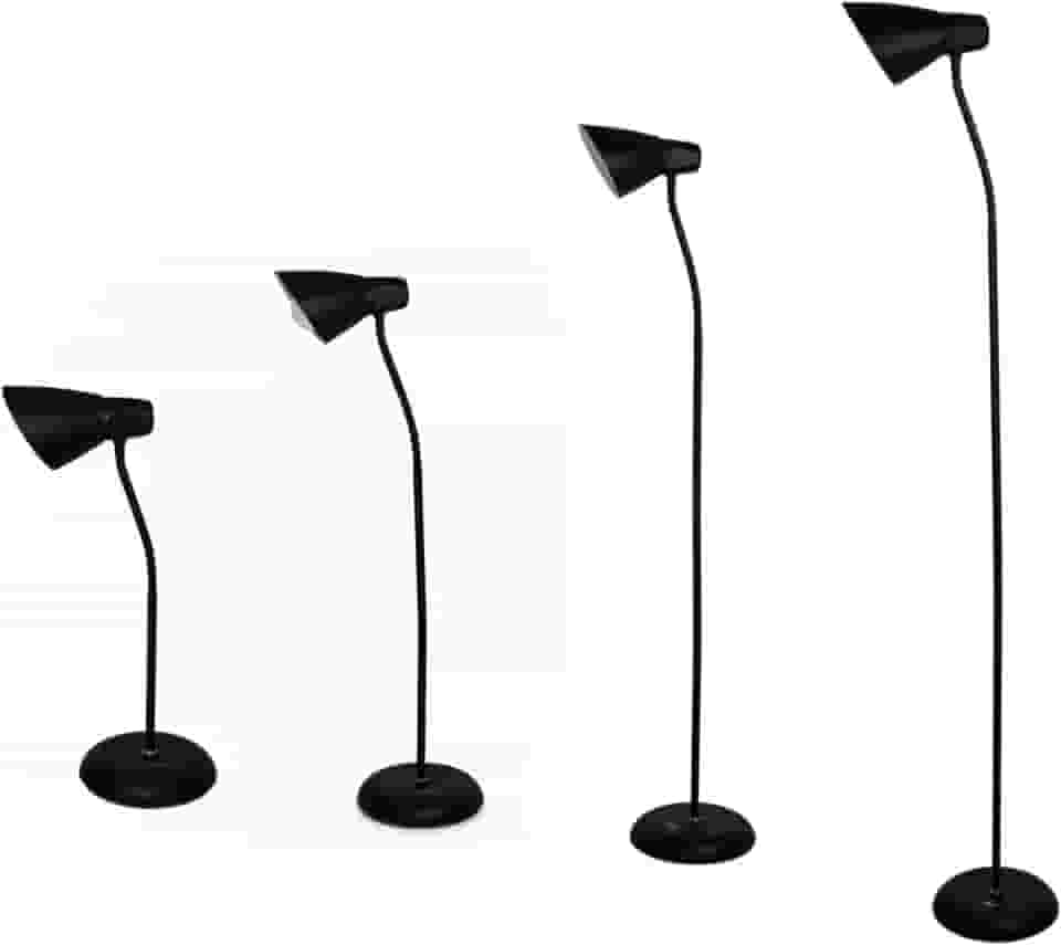 Luminaria de Chão Abajur Chão | Serve como Luminaria Quarto ou Abajur Quarto | Altura 1,55m, Material Metal + PVC | Soquete E27 Bivolt | Ideal para Sala, Escritório e Leitura (Preto)