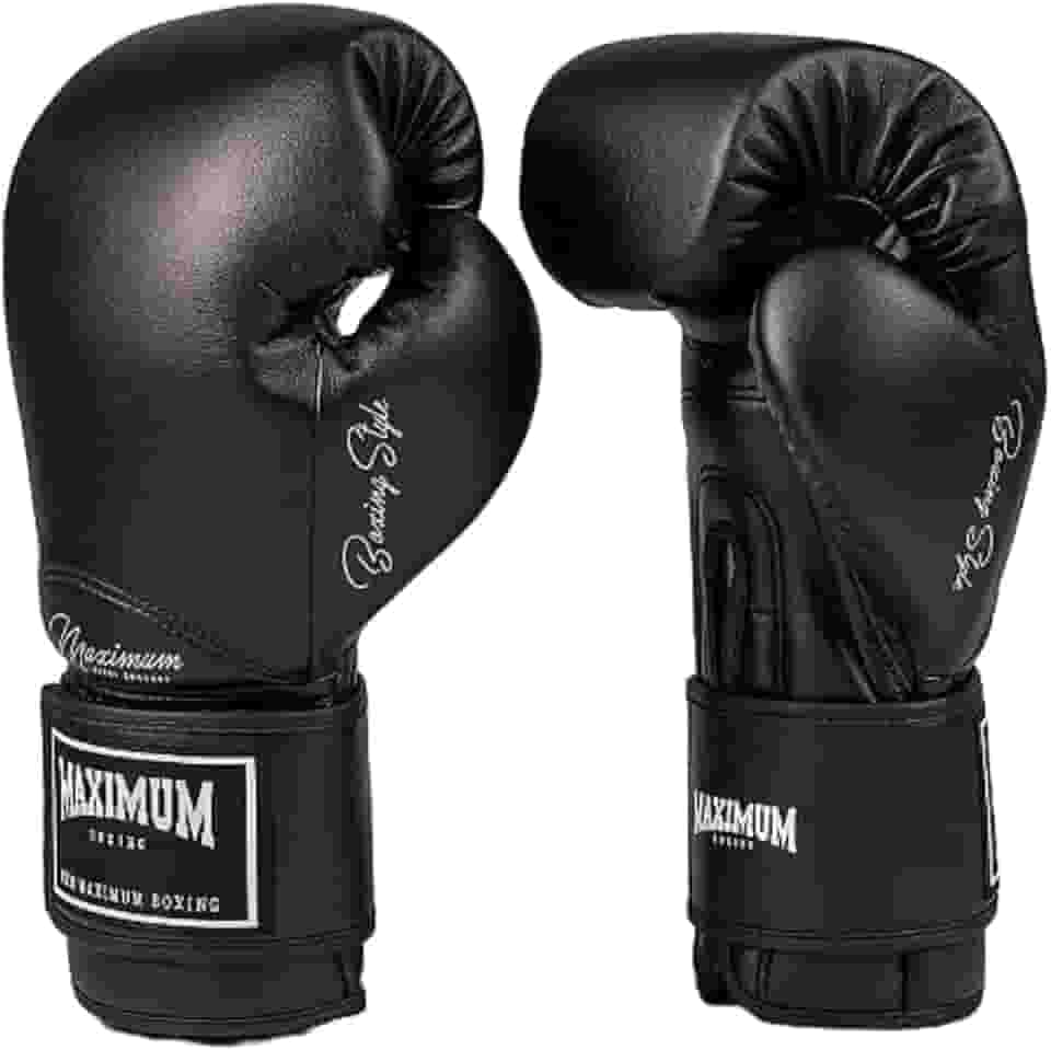 Luva de Boxe Muay Thai Maximum Classic Black Kickboxing MMA