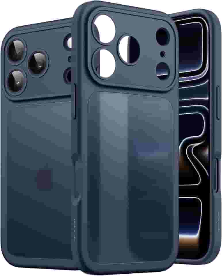 JETech Capa Matte para iPhone 17 Pro 6,3 Polegadas, Proteção Contra Quedas de Nível Militar À Prova de Choque, Proteção Completa da Lente da Câmera, Case Traseira Translúcida Fosca (Azul Escuro)