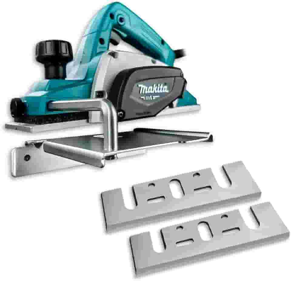 Makita Plaina 220v Elétrica 82mm 3.1/4 M1902B 500W com Facas D16346 para Madeira Carpintaria Marcenaria Acabamento Kit