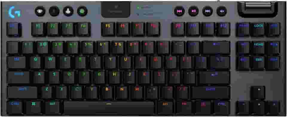 Teclado Mecânico Gamer Sem Fio Logitech G915 X LIGHTSPEED com Design TKL,RGB LIGHTSYNC, USB ou Bluetooth, Teclas Programáveis, Switch de Perfil Baixo GL Tactile e Bateria Recarregável - Preto