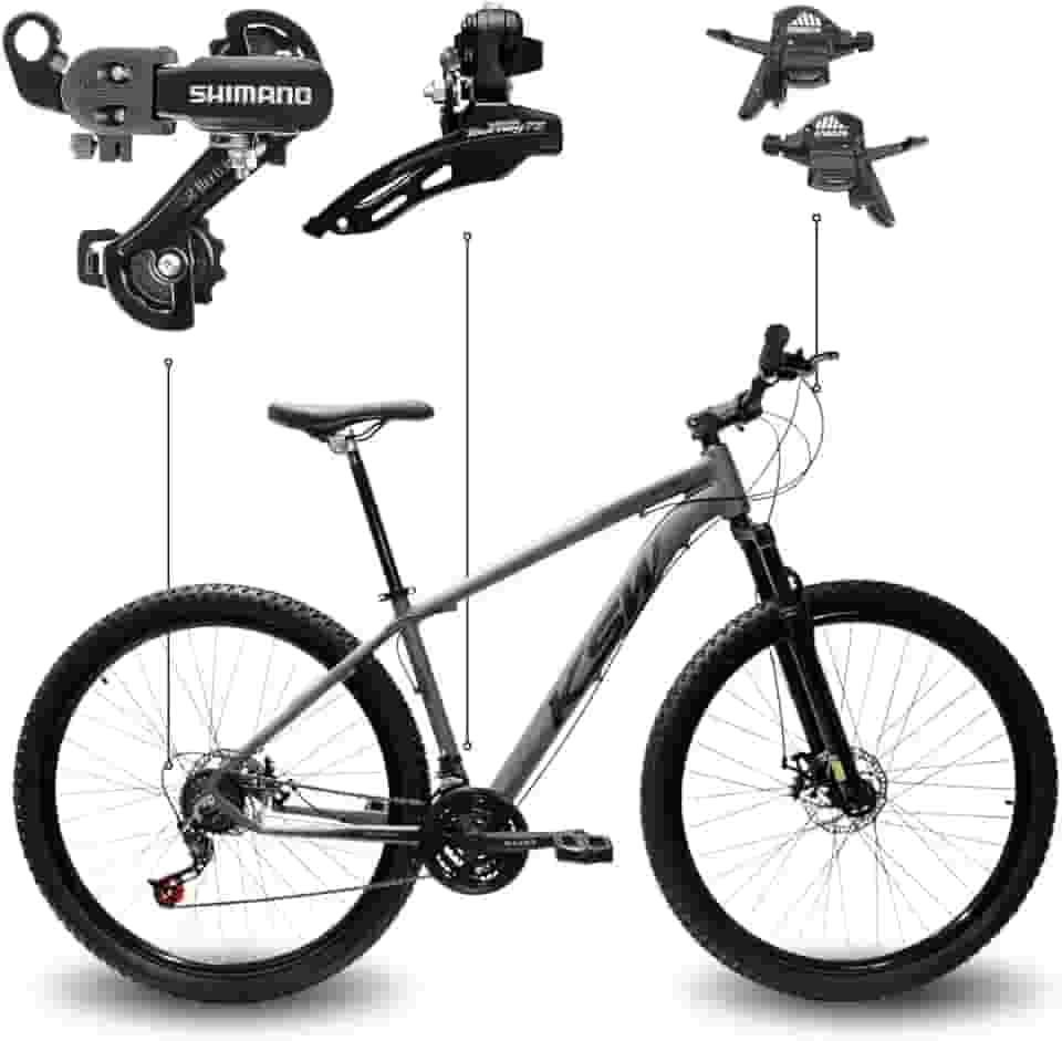 Bicicleta Aro 29 KSW XLT 100 21 Marchas Shimano Quadro Alumínio Freio Hidráulico MTB