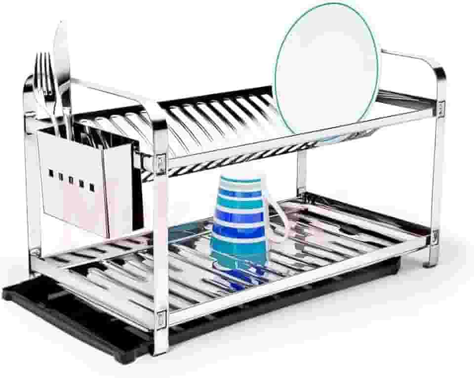 Escorredor de Louças 20 Pratos com Porta Talher Inox e Bandeja Mak-Inox 2220