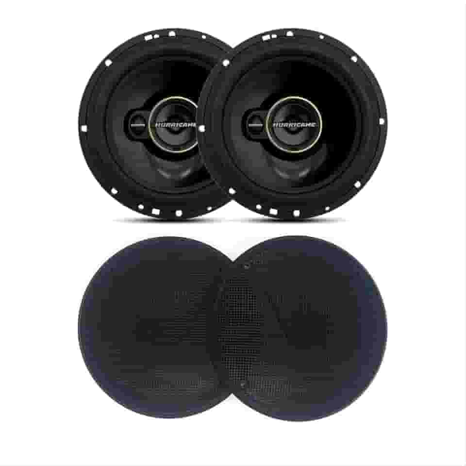 Par Alto Falante Aurum Hurricane (6 Polegadas 120W) + Tela 6 Tipo Pioneer Cor Preta para Carro, Kit TNT Full Som Automotivo