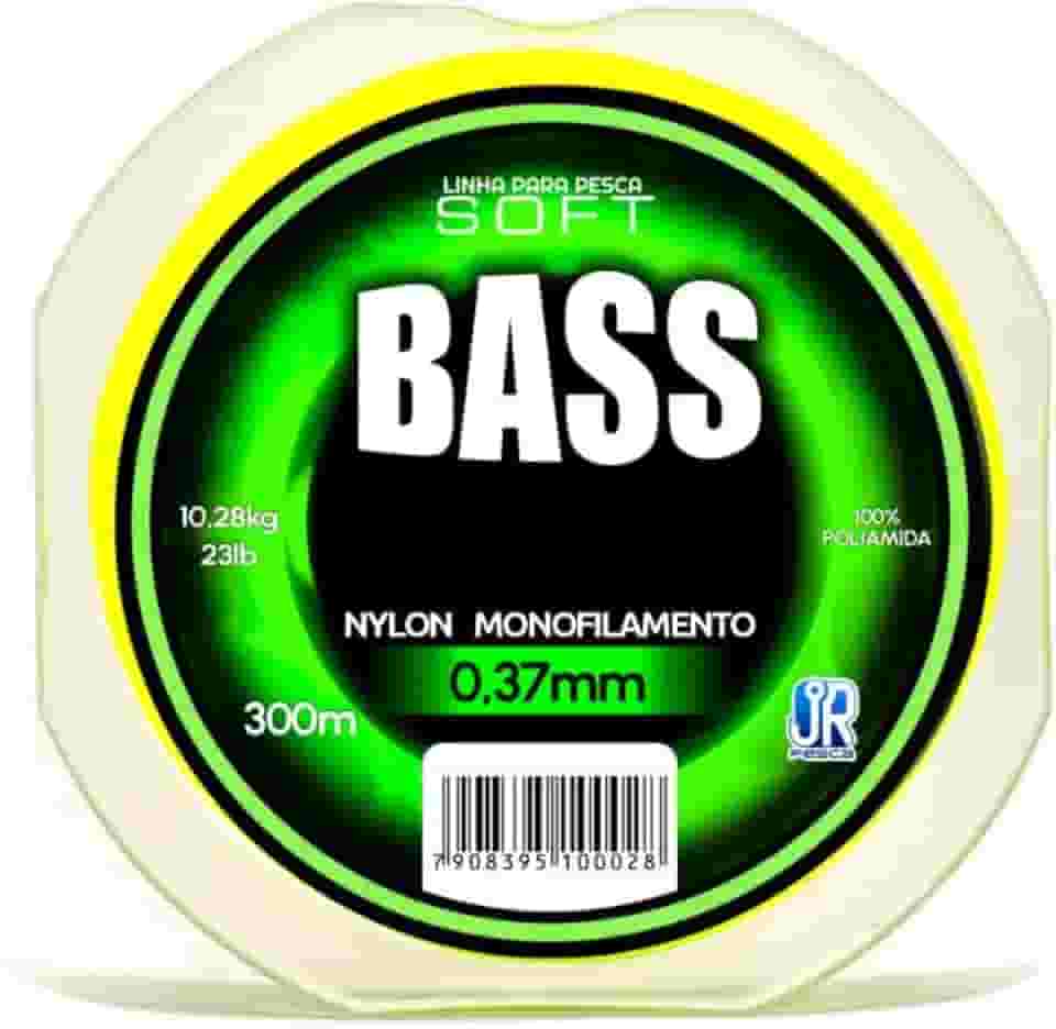 JR Pesca Linha Monofilamento Soft Bass 0,37mm 300m Amarela Alta Resistência Alta Performance Baixa Memória Arremessos Precisos e Potentes