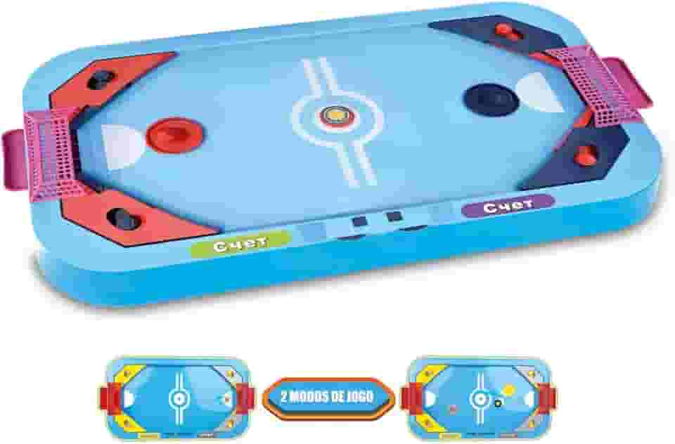 Zippy Toys Super Hockey 2 em 1 - Brinquedo Mini Mesa Jogo de Futebol e Hóquei; Para 2 Jogadores; Recomendado para Crianças Maiores de 3 anos; Portátil Fácil de Transportar; Dispensa Uso de Ferramentas