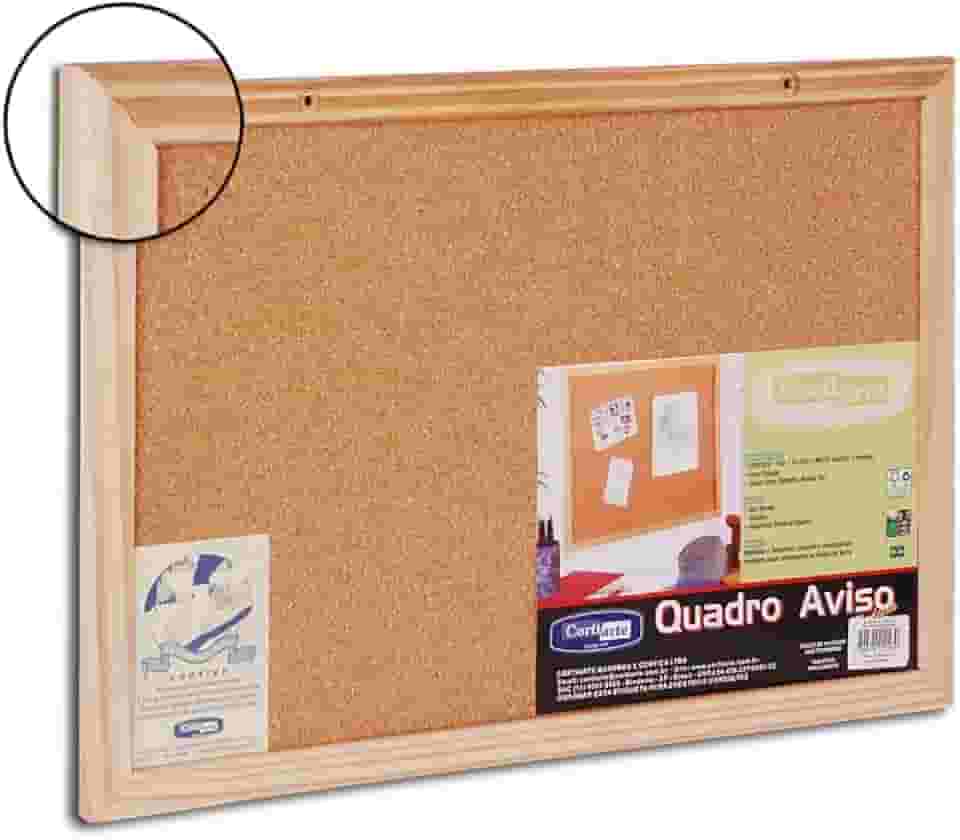 QUADRO MURAL AVISOS CORTIÇA COM MOLDURA MADEIRA RECADOS FOTOS 45X30CM CORTIARTE