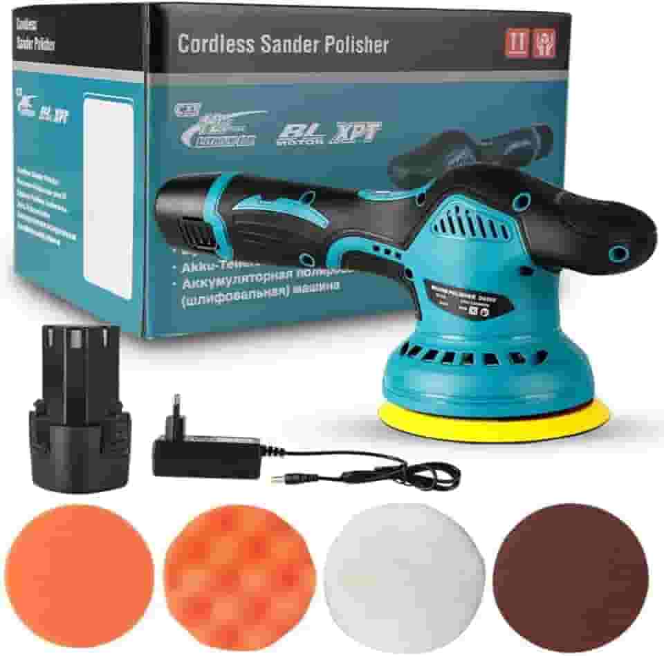 Politriz Lixadeira Portátil Sem Fio para polir carro Multifuncional Elétrica 12v Polimento Automotivo