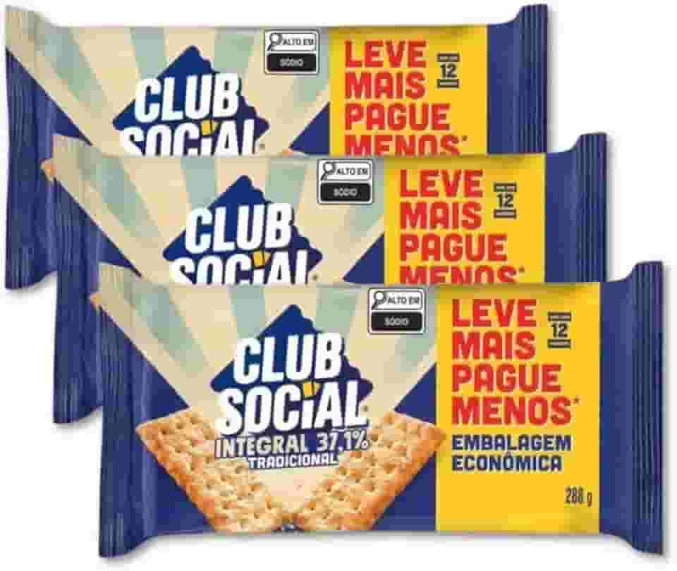 Biscoito Club Social Integral Kit 3 packs de Bolachas 288g