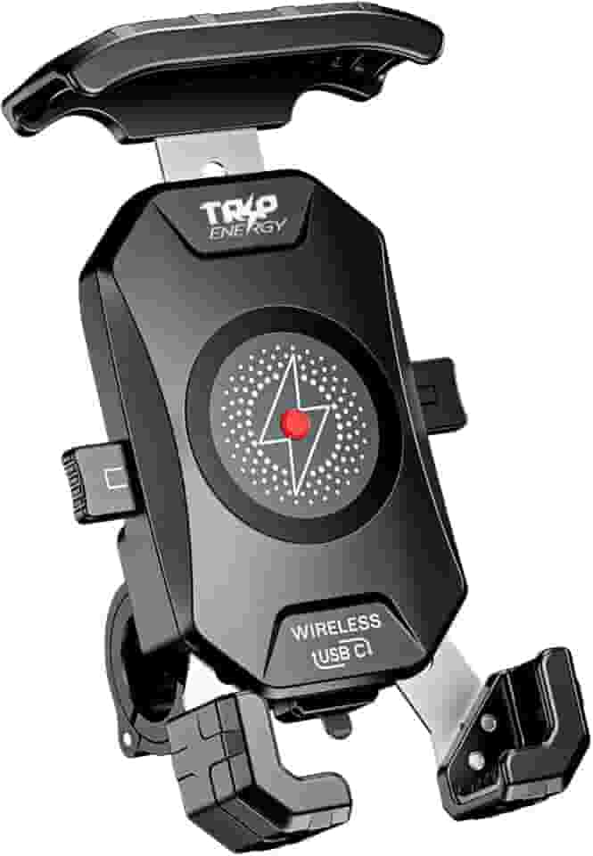 Suporte Celular Moto Turbo Carregamento USB C 18W e Indução 15W Wireless Universal Com Adaptador Retrovistor 360º Guidão Reforçado GPS Resistente Água IP66 Estável Celular Grande Largo Gps para Moto