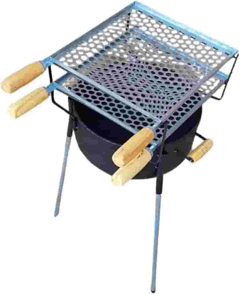 CHURRASQUEIRA A CARVÃO BOTIJÃO PORTÁTIL COMPLETA COM DUAS GRELHAS