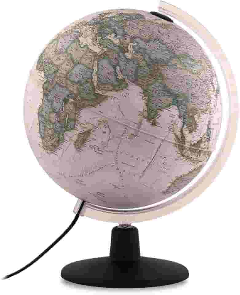Tecnodidattica - Globo terrestre NATGEO Executive 30 | Cartografia Físico-Política oficial National Geographic Executive em estilo antigo | Luminoso | Textos em português do Brasil | Diâmetro: 30 cm