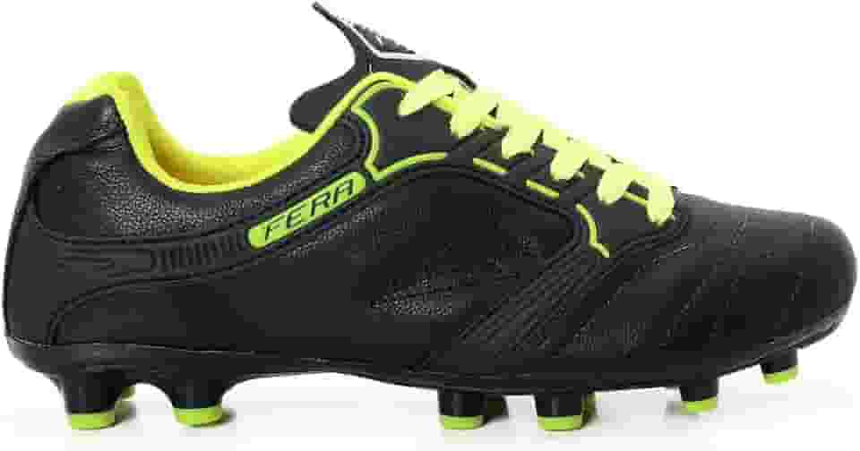 Chuteira Couro Legitimo Campo Gramado Travas Preto Amarelo Limão Sola Colada Costurada