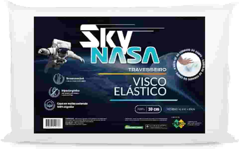 Nap Travesseiro Nasa Sky Espuma 100% Viscoelástica Premium D28 com capa 100% algodão para fronhas 50x70cm - Bege