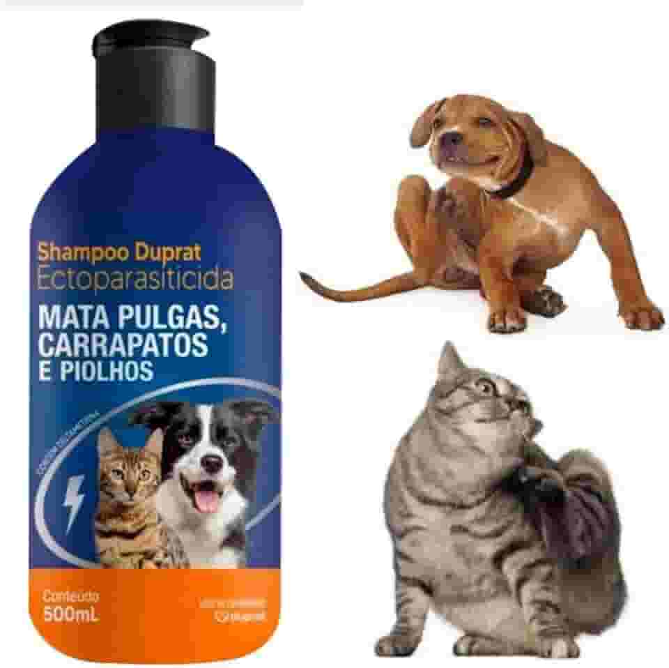 Shampoo Antipulgas Ectoparasiticida Duprat 500ml para Cachorros e Gatos Pulgas Carrapatos Piolhos