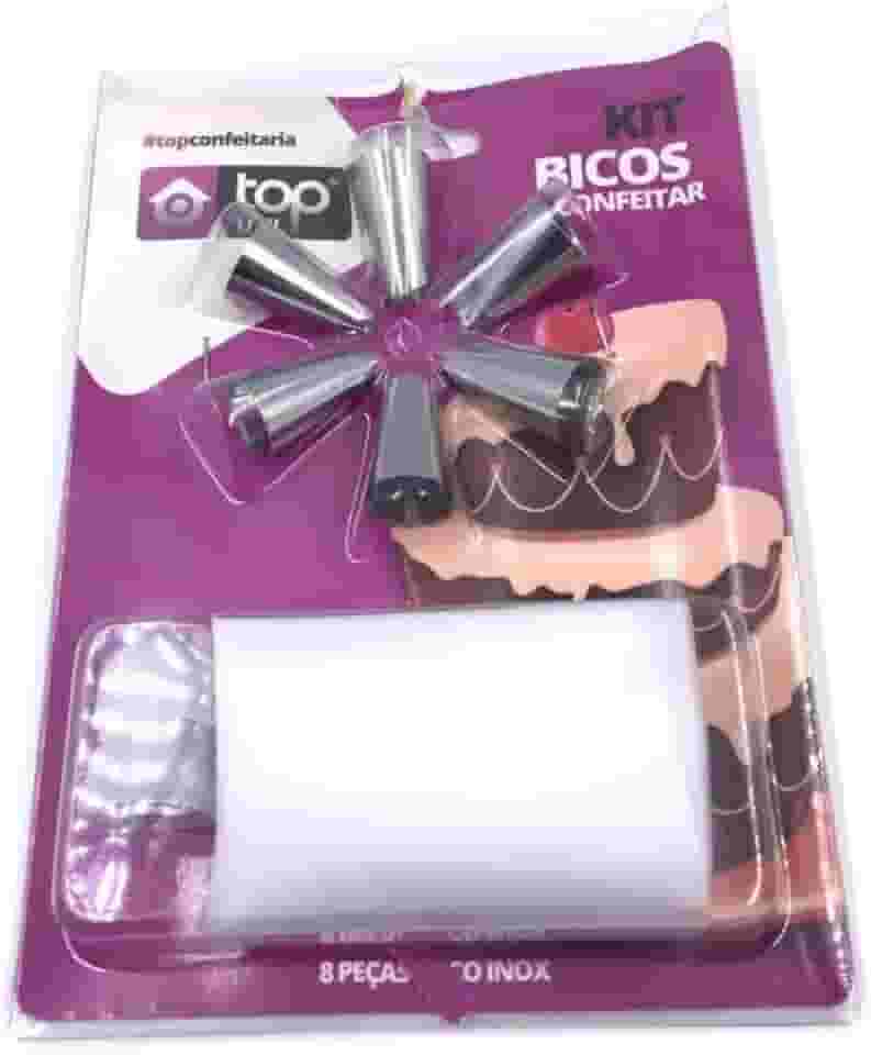 Bicos De Confeitar Inox + Saco Bisnaga 8 Peças Para Confeitaria | Kit Decoração Bolos Cupcakes Tortas Sobremesas
