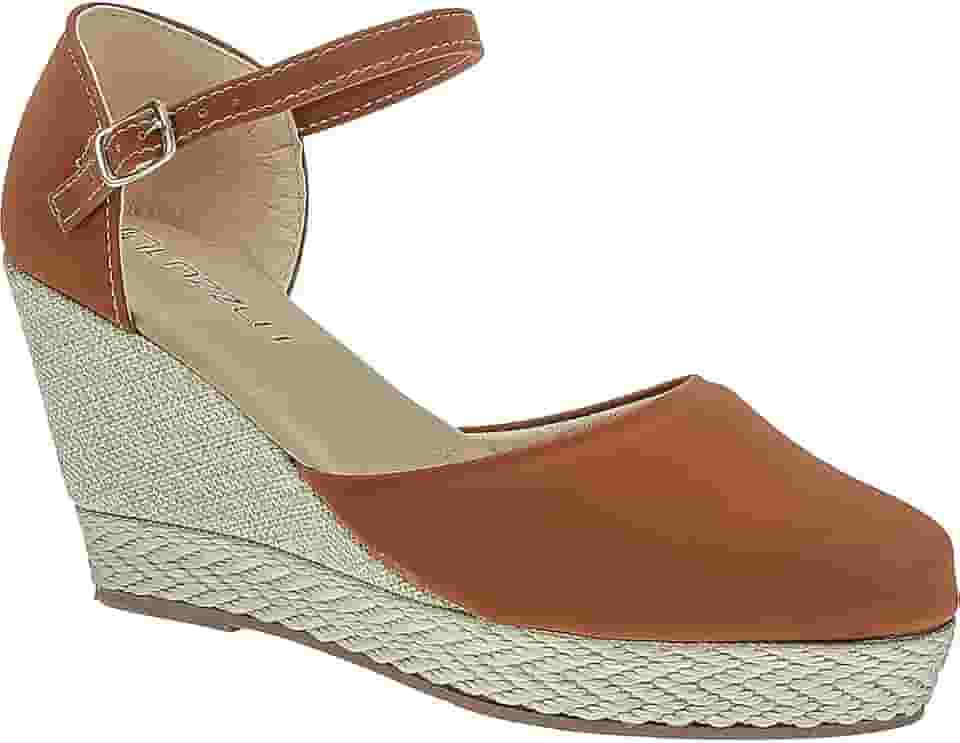 Sandália Anabela Plataforma Salto Médio Feminina