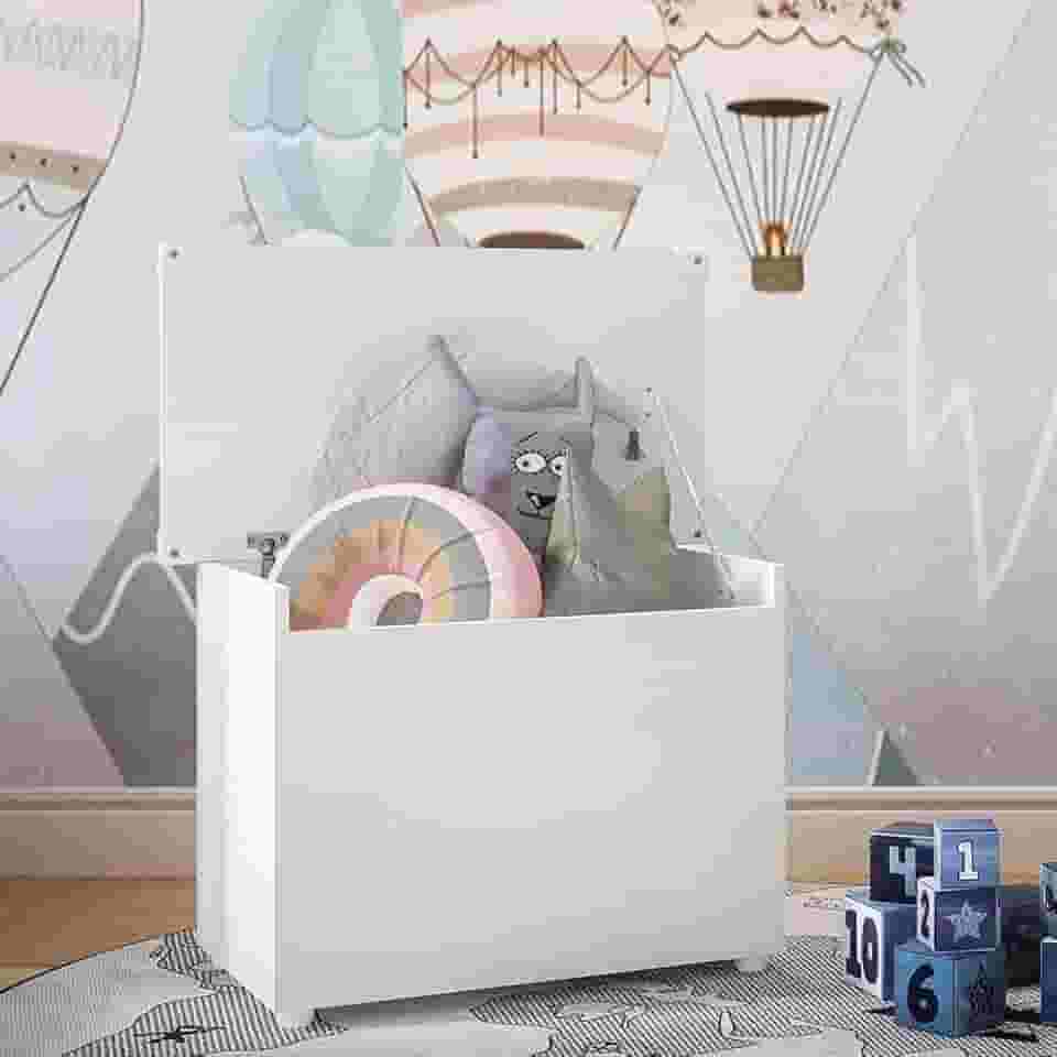 Baú Organizador Caixa de Brinquedos Multimóveis Branco