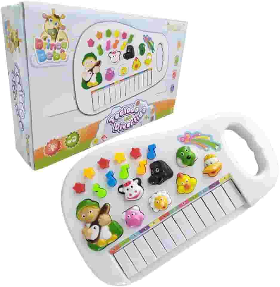 Pianinho Teclado Musical Infantil Som Luz Fazendinha Animais