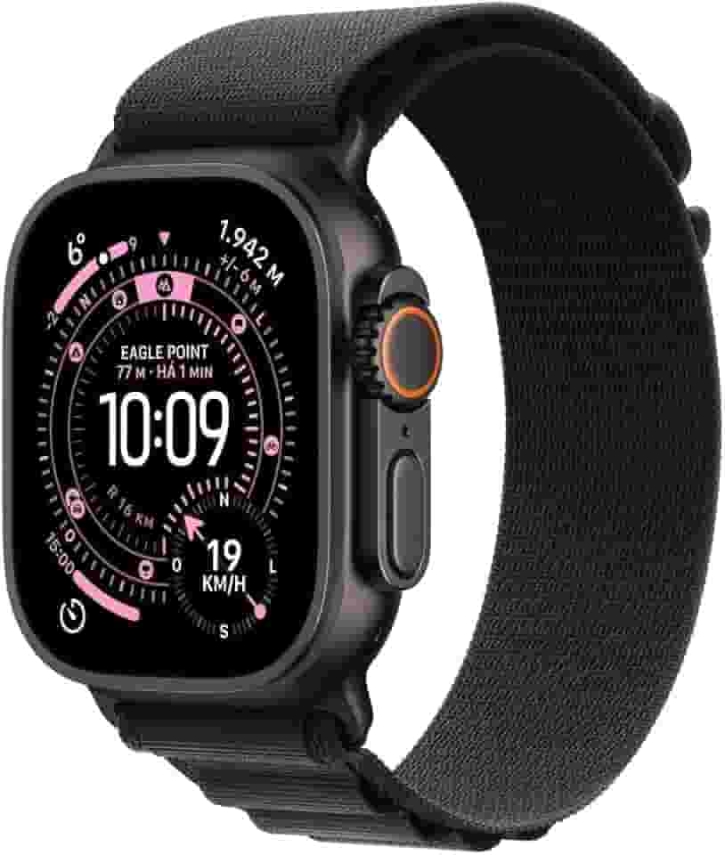 Apple Watch Ultra 3 GPS + Cellular, Caixa em titânio preto de 49 mm com Loop Alpine preta ‑ M