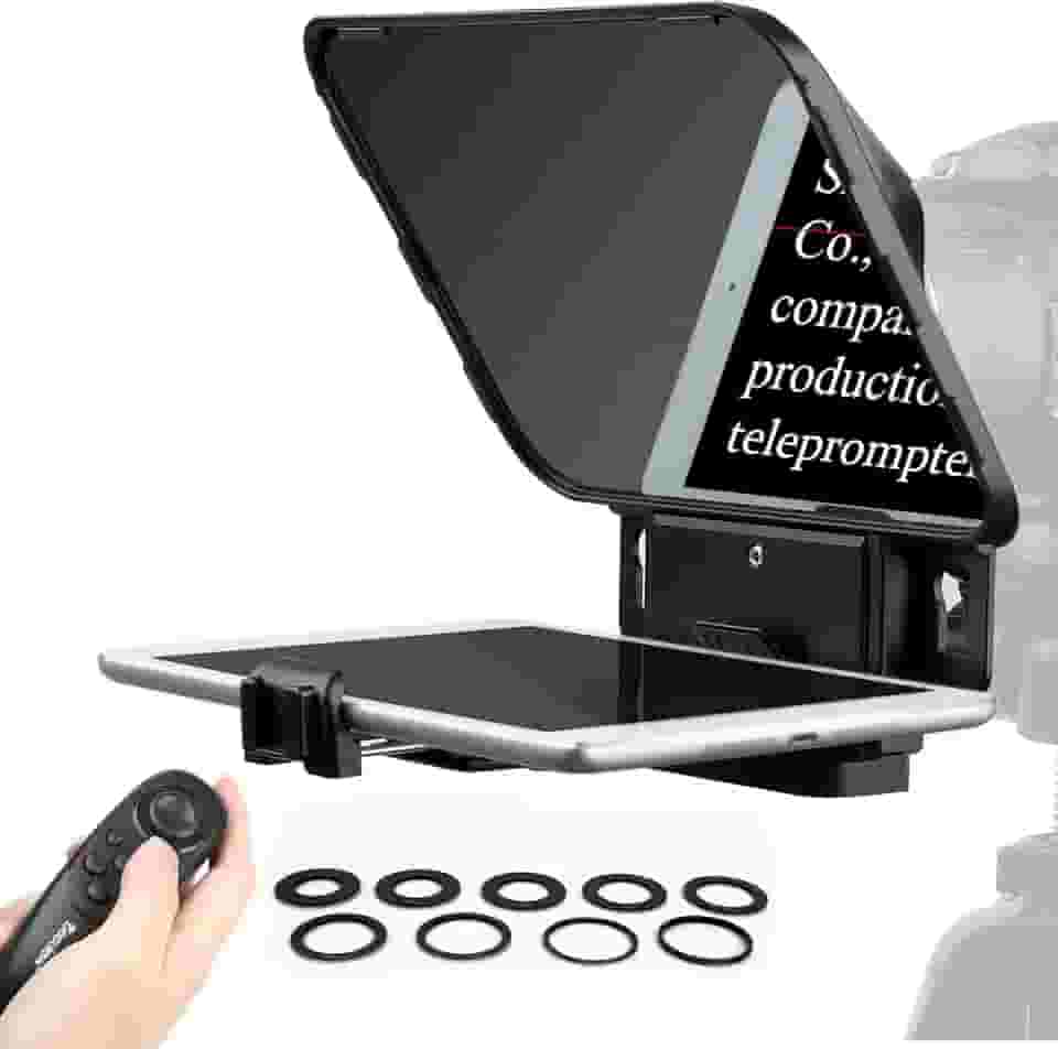 【Desvisualização autorizada】 Desview T3 Teleprompter para tablet smartphone iPad até 11" HD 70/30 Beam Splitter Glass, Teleprompters com controle remoto para câmera DSLR Smartphone Gravação de vídeo
